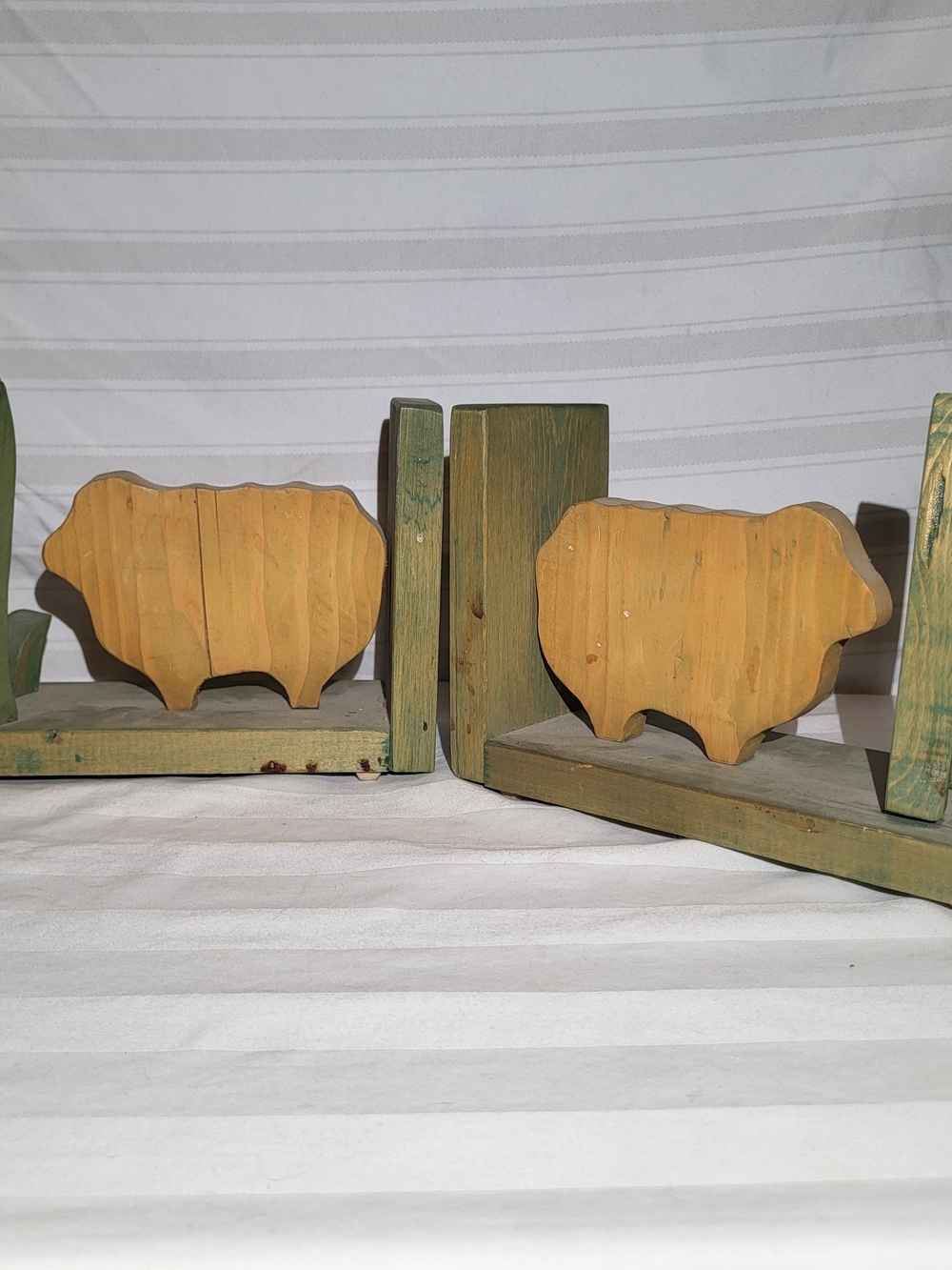 Handcrafted Yellow Sheep Wooden Bookends by